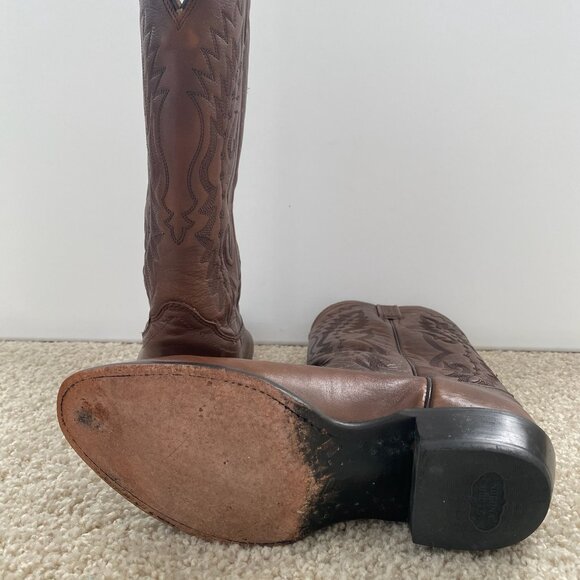 Men\'s NOCONA Brown Leather 8 EE Western Cowboy Dress Boot Point Toe